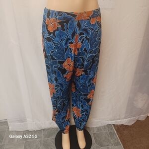 Chico's Blue and Orange Floral Ankle Pants Size XL